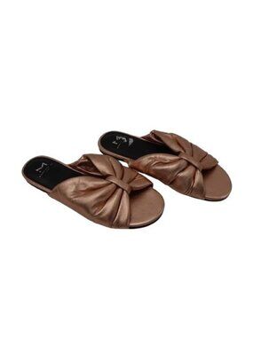 Mark Fisher Women's Olita Slip On Twisted Slide Sandals Rose Gold Sz 7 Metallic